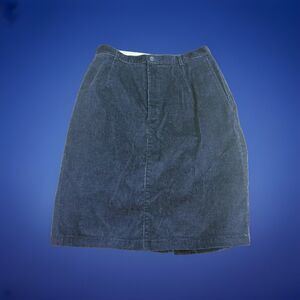 Lands End Straight Knee Length Skirt Size 10 Navy Cotton Blend Stretch Corduroy